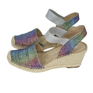 ANNE KLEIN Women’s Rainbow Shimmer Espadrille Wedge Sandals 6.5 iFlex